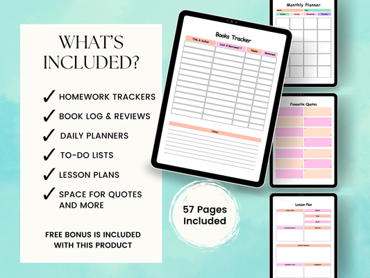 ADHD School Planner for Kids – 52 Pages Editable Canva Template + PDF | Focus & Academic Success Organizer for Students